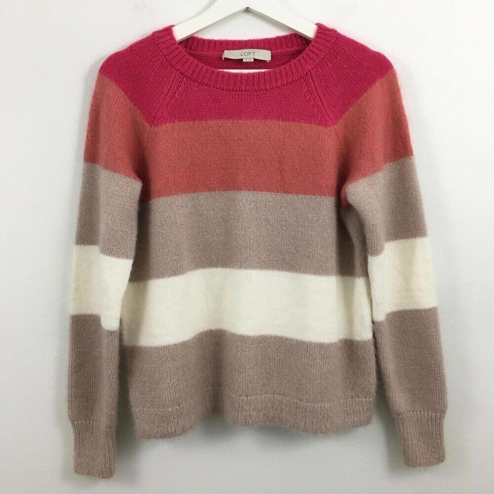 LOFT Women’s Striped Pink Multicolor Sweater Size XS